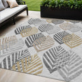 5' X 8' Silver Gray And Gold Floral Washable Indoor Outdoor Area Rug