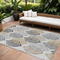 10' X 14' Silver Gray And Gold Floral Washable Indoor Outdoor Area Rug
