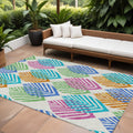 8' X 10' White Orange And Blue Floral Washable Indoor Outdoor Area Rug