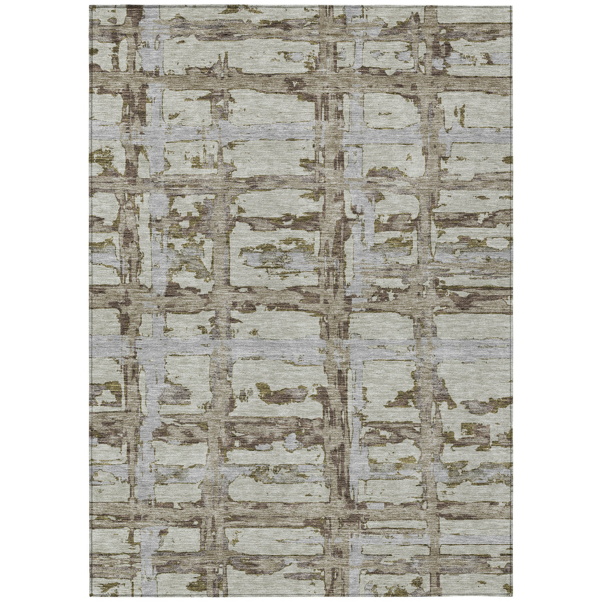 5' X 8' Taupe Gray And Brown Striped Washable Indoor Outdoor Area Rug