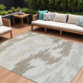 10' X 14' Ivory Beige And Brown Abstract Washable Indoor Outdoor Area Rug