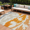9 X 12 Orange Beige And Ivory Abstract Washable Indoor Outdoor Area Rug