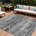 9' X 12' Black Gray And Charcoal Abstract Washable Indoor Outdoor Area Rug