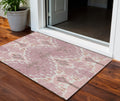 3' X 5' Blush Pink And Ivory Ikat Washable Indoor Outdoor Area Rug