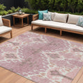 10' X 14' Blush Pink And Ivory Ikat Washable Indoor Outdoor Area Rug