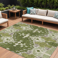 8' X 10' Olive Green And Artichoke Green Ikat Washable Indoor Outdoor Area Rug