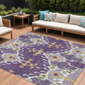 8' X 10' Purple Lavender And Gold Ikat Washable Indoor Outdoor Area Rug