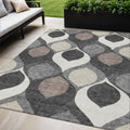 5' X 8' Gray Beige And Taupe Ogee Washable Indoor Outdoor Area Rug