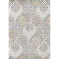 9' X 12' Ivory Beige And Tan Ogee Washable Indoor Outdoor Area Rug