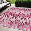 5' X 8' Blush Pink And Mauve Abstract Washable Indoor Outdoor Area Rug