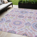 5' X 8' Blush Lavender And Purple Floral Washable Indoor Outdoor Area Rug