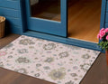 3' X 5' Pink Ivory And Chocolate Floral Washable Indoor Outdoor Area Rug