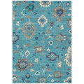 8' X 10' Teal Blue Silver And Gray Floral Washable Indoor Outdoor Area Rug