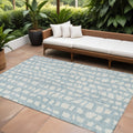 10' X 14' Sky Blue And Ivory Abstract Washable Indoor Outdoor Area Rug
