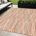 5' X 8' Peach Orange And Gray Abstract Washable Indoor Outdoor Area Rug
