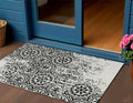 3' X 5' Black And Ivory Medallion Washable Indoor Outdoor Area Rug
