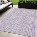 5' X 8' Lavender And Ivory Striped Washable Indoor Outdoor Area Rug