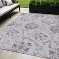 5' X 8' Lavender Purple And Gray Floral Washable Indoor Outdoor Area Rug