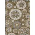 3' X 5' Brown Ivory And Beige Floral Medallion Washable Indoor Outdoor Area Rug