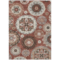 3' X 5' Orange Taupe And Gray Floral Medallion Washable Indoor Outdoor Area Rug