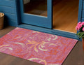 3' X 5' Blush Orange And Ivory Floral Washable Indoor Outdoor Area Rug