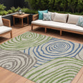 9' X 12' Beige Taupe And Green Abstract Washable Indoor Outdoor Area Rug