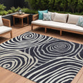 8' X 10' Black Charcoal And Gray Abstract Washable Indoor Outdoor Area Rug