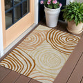 3' X 5' Terra Cotta Copper And Gold Abstract Washable Indoor Outdoor Area Rug