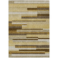 3' X 5' Khaki Taupe And Gold Striped Washable Indoor Outdoor Area Rug