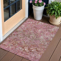 3' X 5' Pink Blush And Mauve Geometric Washable Indoor Outdoor Area Rug