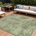 8' X 10' Artichoke Green And Fern Green Floral Washable Indoor Outdoor Area Rug