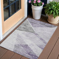 3' X 5' Purple Gray And Charcoal Abstract Washable Indoor Outdoor Area Rug