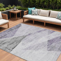 10' X 14' Purple Gray And Charcoal Abstract Washable Indoor Outdoor Area Rug