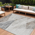 8' X 10' Silver Beige And Gray Abstract Washable Indoor Outdoor Area Rug