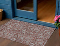 3' X 5' Orange Gray And Silver Floral Washable Indoor Outdoor Area Rug