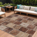 10' X 14' Orange Copper And Beige Patchwork Washable Indoor Outdoor Area Rug