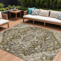 10' X 14' Brown Beige And Taupe Oriental Washable Indoor Outdoor Area Rug
