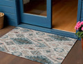 3' X 5' Beige Teal Blue And Copper Moroccan Washable Indoor Outdoor Area Rug