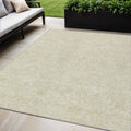 5' X 8' Ivory And Beige Floral Washable Indoor Outdoor Area Rug