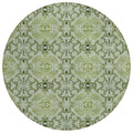 8' Artichoke Green And Fern Green Round Medallion Washable Indoor Outdoor Area Rug