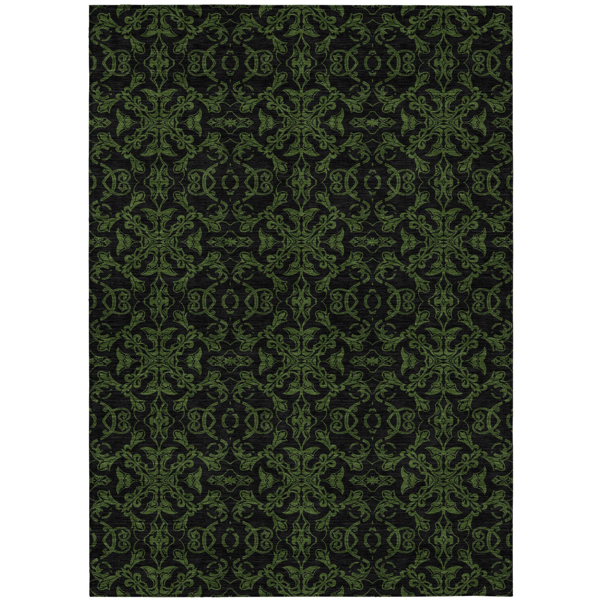 3' X 5' Olive Green And Green Medallion Washable Indoor Outdoor Area Rug