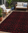 5' X 8' Red And Black Medallion Washable Indoor Outdoor Area Rug