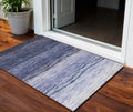 3' X 5' Navy Blue And Ivory Ombre Washable Indoor Outdoor Area Rug