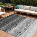 10' X 14' Gray Silver And Ivory Ombre Washable Indoor Outdoor Area Rug