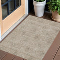 3' X 5' Khaki Beige And Tan Floral Washable Indoor Outdoor Area Rug