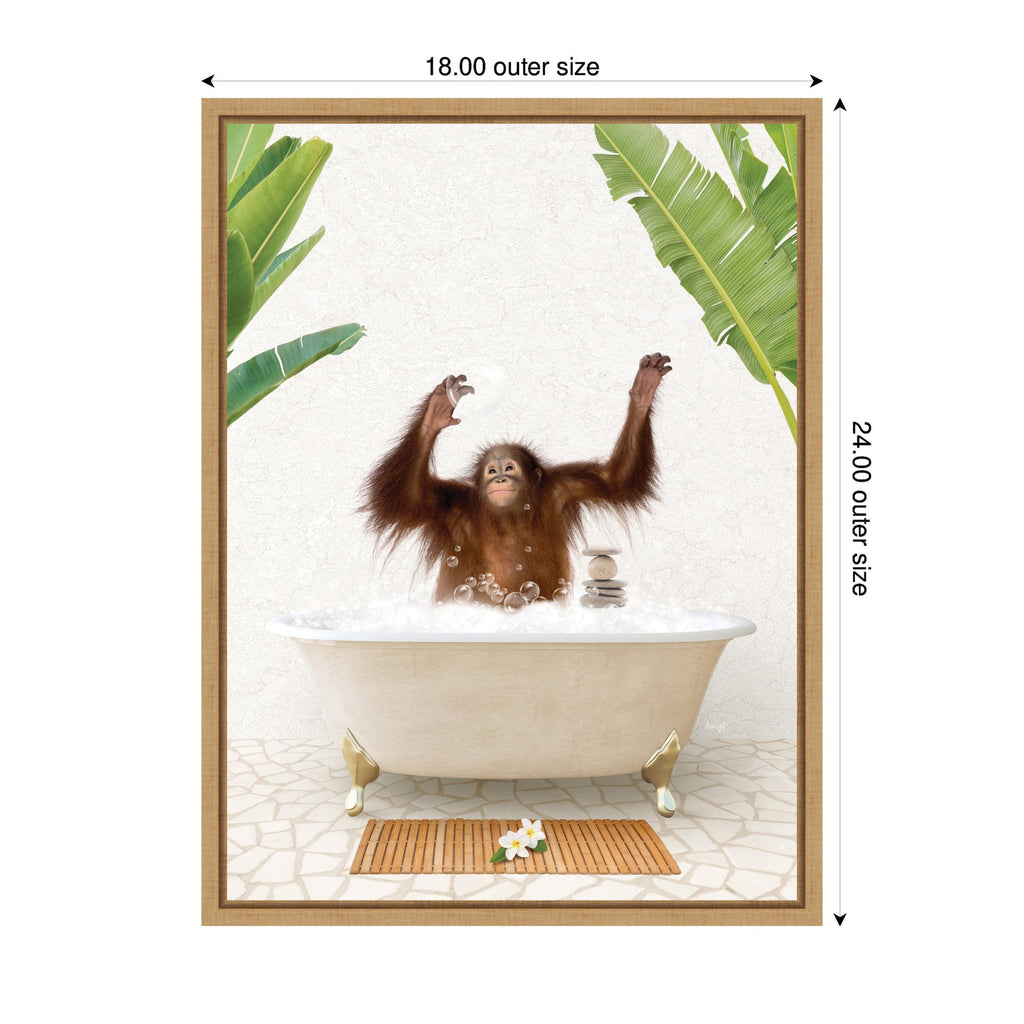 Sylvie Orangutan in Bali Bathtub Framed Canvas by Amy Peterson