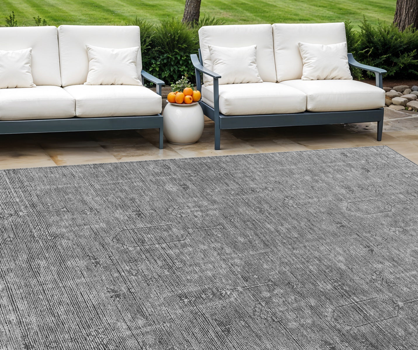 10' X 14' Gray And Charcoal Southwestern Washable Indoor Outdoor Area Rug