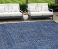 9' X 12' Navy Blue And Blue Southwestern Washable Indoor Outdoor Area Rug