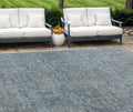 10' X 14' Teal Blue And Gray Southwestern Washable Indoor Outdoor Area Rug