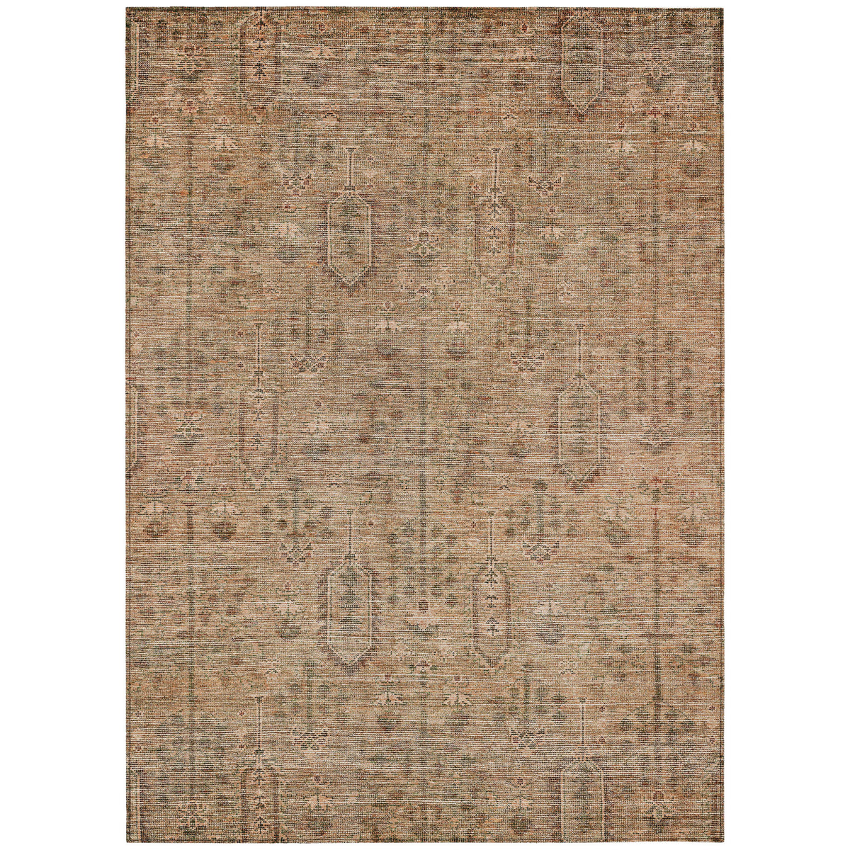 3' X 5' Terra Cotta And Copper Southwestern Washable Indoor Outdoor Area Rug